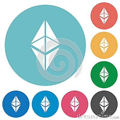 Ethereum classic digital cryptocurrency flat round icons Editorial Stock Photo