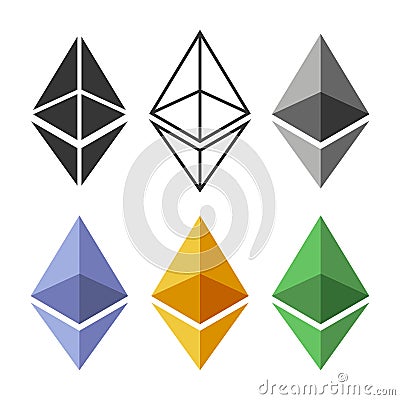 Ethereum Coin Sign Set. Crypto Currency Icon. Vector Vector Illustration