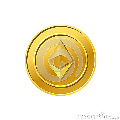 Ethereum crypto currency Golden ethereum coin icon Vector Illustration