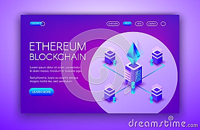 Ethereum cryptocurrency blockchain vector illustration Vector Illustration