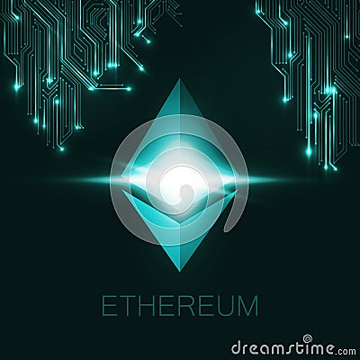 Ethereum cryptocurrency logo. Vector Illustration