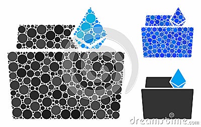 Ethereum crystal folder Mosaic Icon of Round Dots Vector Illustration