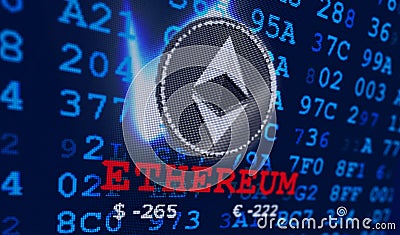 Ethereum currency coin and name Editorial Stock Photo