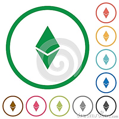 Ethereum digital cryptocurrency flat icons with outlines Editorial Stock Photo