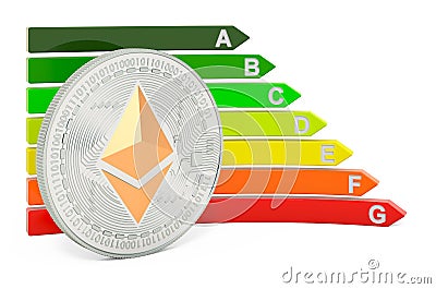 Ethereum with energy efficiency chart, 3D rendering Editorial Stock Photo