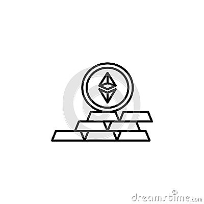 ethereum, gold icon. Element of crypto currency icon. Thin line icon for website design and development, app development on white Editorial Stock Photo
