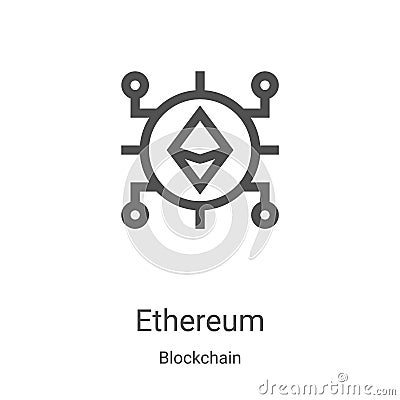 ethereum icon vector from blockchain collection. Thin line ethereum outline icon vector illustration. Linear symbol for use on web Vector Illustration