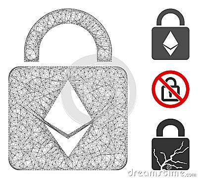 Ethereum Lock Polygonal Web Vector Mesh Illustration Vector Illustration