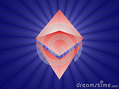 Ethereum logo - Brick wall. Editorial Stock Photo