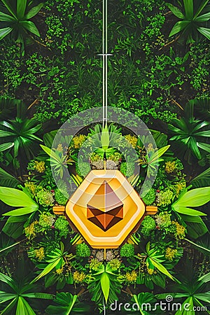 Ethereum logo on emerald green grass Editorial Stock Photo