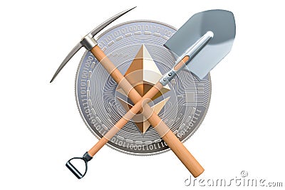 Ethereum mining concept, 3D rendering Editorial Stock Photo