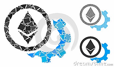 Ethereum options cogwheel Mosaic Icon of Raggy Elements Vector Illustration