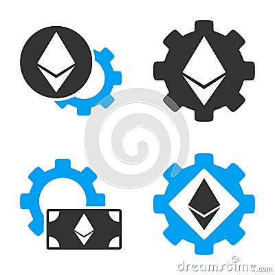 Ethereum Options Gear Vector Icon Set Vector Illustration