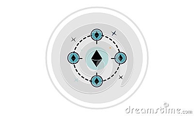 Ethereum sign vector icon. Crypto currency symbol. Blockchain based secure cryptocurrency. Isolated illustration Internet money. Vector Illustration