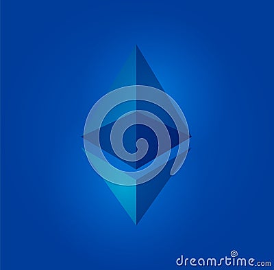 Ethereum symbol, blue background Vector Illustration