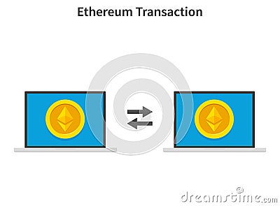 Ethereum transaction. Concept of cryptocurrency technology, ethereum exchange, mobile banking. Hand holding smartphone Vector Illustration