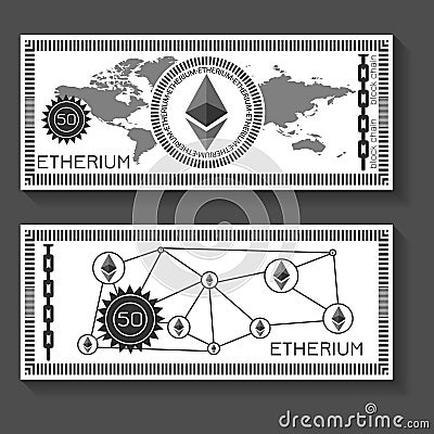 Etherium banknote template Vector Illustration