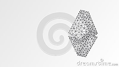 Etherium cryptocurrency. Abstract digital wireframe, low poly mesh, polygonal vector white origami 3d illustration. Crypto mining Vector Illustration