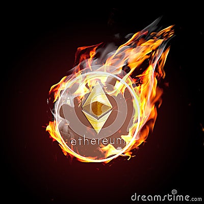 Etherium on fire Stock Photo