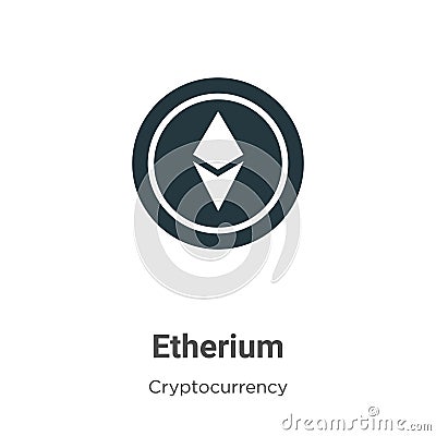 Etherium vector icon on white background. Flat vector etherium icon symbol sign from modern cryptocurrency collection for mobile Vector Illustration