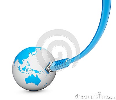 Ethernet cable, internet connection, bandwidth. The world on the web Stock Photo