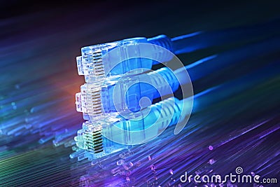 Ethernet cable lan internet wire data connection. Networking and communication Stock Photo