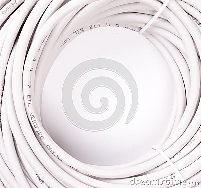 Ethernet cable rolled up Stock Photo