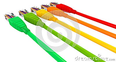 Ethernet Cables Unplugged Colors Pointing Away Close Stock Photo