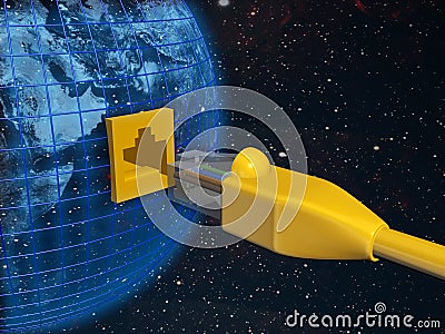 A ethernet connected globe Stock Photo