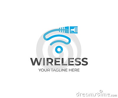 Ethernet cord and wifi sign logo template. Network cable and wi fi symbol vector design Vector Illustration