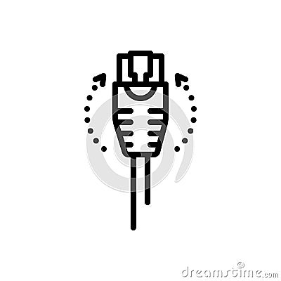 Black line icon for Ethernet, broadband and cable Vector Illustration