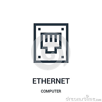 ethernet icon vector from computer collection. Thin line ethernet outline icon vector illustration Vector Illustration