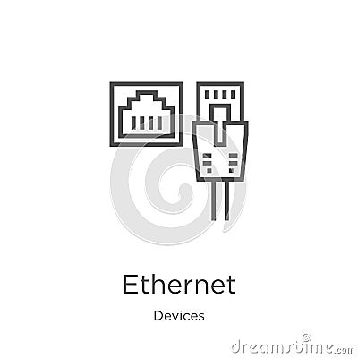 ethernet icon vector from devices collection. Thin line ethernet outline icon vector illustration. Outline, thin line ethernet Vector Illustration
