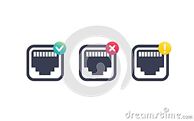 Ethernet, network port icons on white Vector Illustration