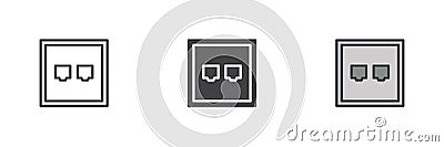Ethernet socket different style icon set Vector Illustration