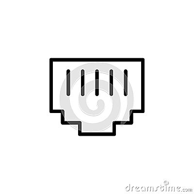 Ethernet Technology Monoline Symbol Icon Logo for Graphic Design, UI UX, Game, Android Software, and Website. Vector Illustration
