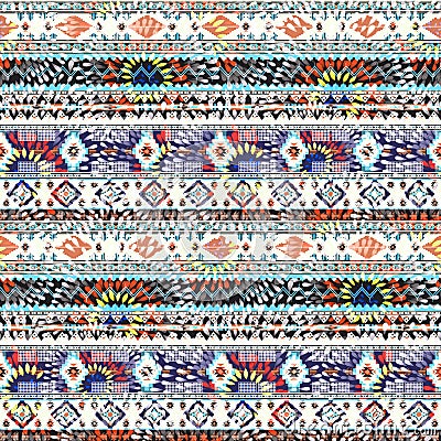 Seamless watercolor ethic and tribal pattern Stock Photo