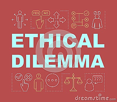 Ethical dilemma word concepts banner Vector Illustration