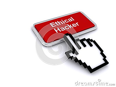 Ethical hacker button on white Stock Photo
