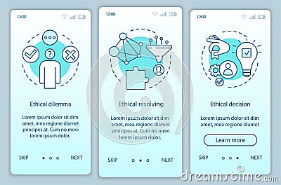 Ethical resolving onboarding mobile app page screen vector template Vector Illustration