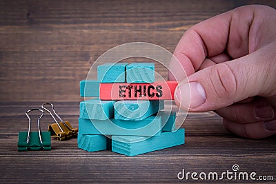 Ethics Business Concept With Wooden Blocks Stock Photo