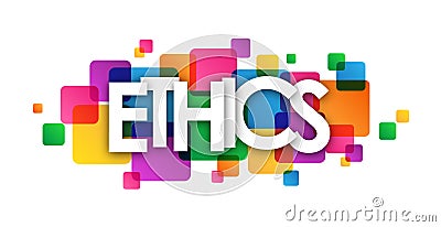 ETHICS colorful overlapping squares banner Stock Photo