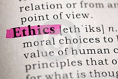 Definition of the word Ethics Stock Photo