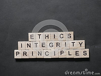 Ethics Integrity Principles, Business Words Quotes Concept Stock Photo