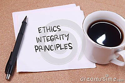 Ethics Integrity Principles, Business Words Quotes Concept Stock Photo