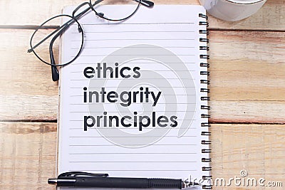 Ethics Integrity Principles, Business Words Quotes Concept Stock Photo