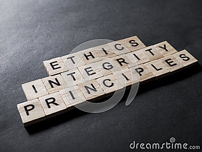 Ethics Integrity Principles, Business Words Quotes Concept Stock Photo