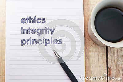 Ethics Integrity Principles, Business Words Quotes Concept Stock Photo