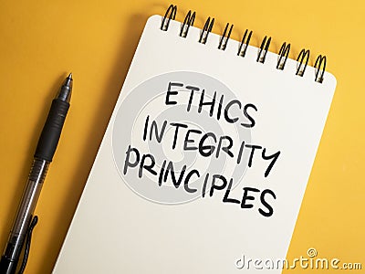 Ethics Integrity Principles, Business Words Quotes Concept Stock Photo