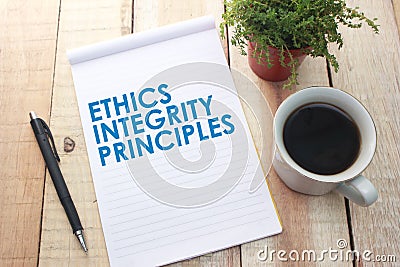 Ethics Integrity Principles, Business Words Quotes Concept Stock Photo